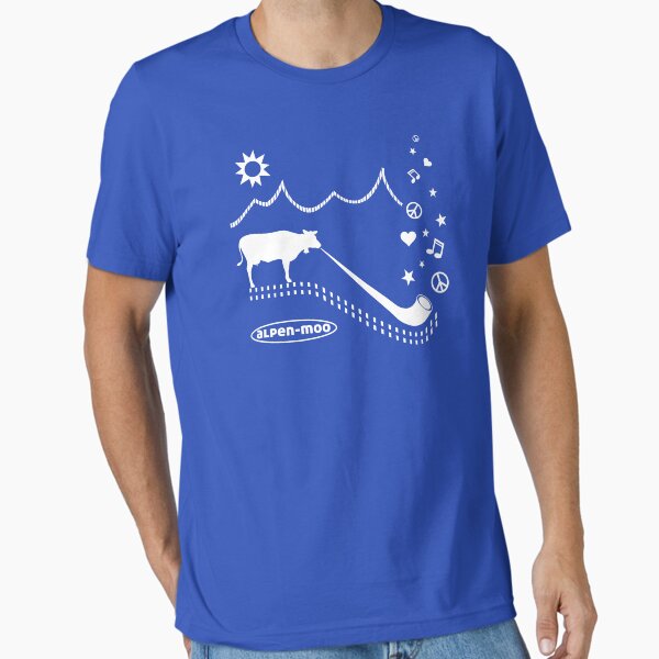 ALPEN-MOO t-shirt alphorn cow mountains alps Essential T-Shirt for Sale by alpenmama