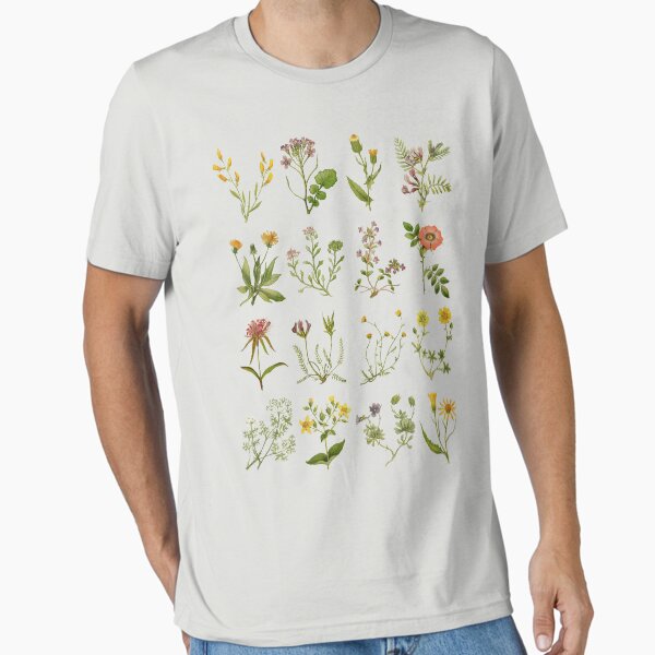 Dainty Vintage Botanical Flower Print Essential T-Shirt for Sale by millie-and-inez