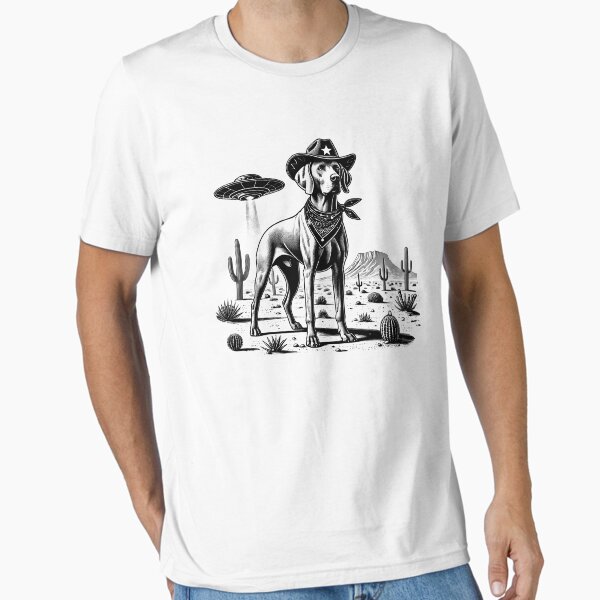 Vintage Retro Weimaraner UFO Western Country Wild West Dog Mom Dad Essential T-Shirt for Sale by Krishania
