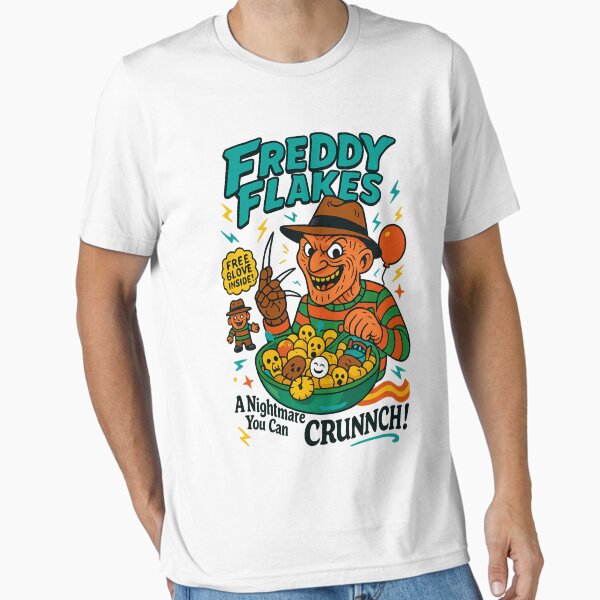 Freddy Flakes, Funny Halloween, Horror Character, Retro Horror, Vintage Halloween, Halloween, Scary Movies  Essential T-Shirt for Sale by CozyStudioo