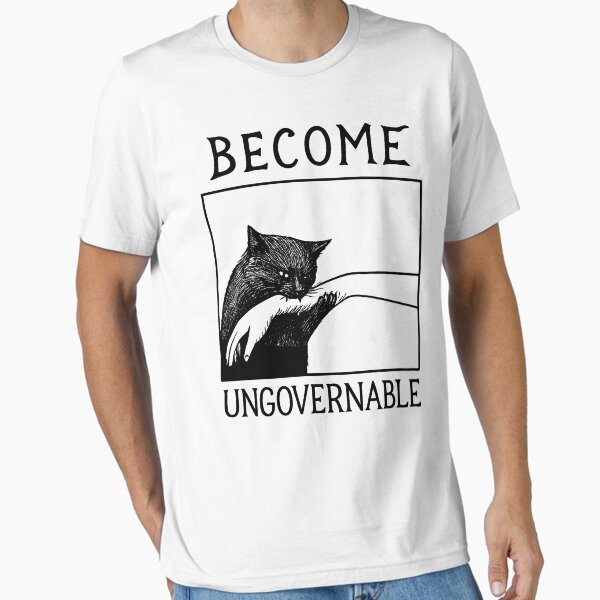 Become Ungovernable - Black Cat Biting Hand Funny Meme Essential T-Shirt for Sale by sergi-tugas