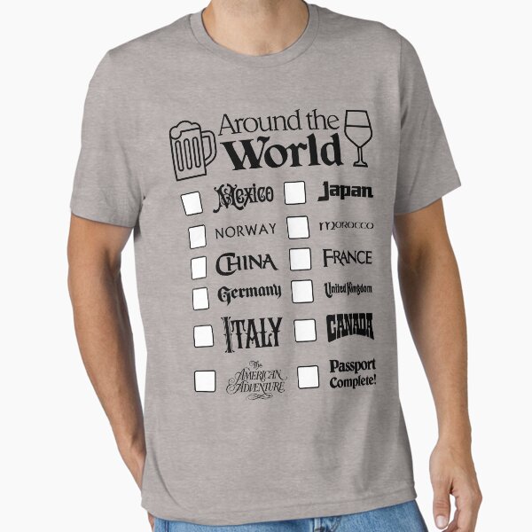 Epcot Drink Around the World (Black Text, Mexico First) Essential T-Shirt for Sale by enchanted-tees