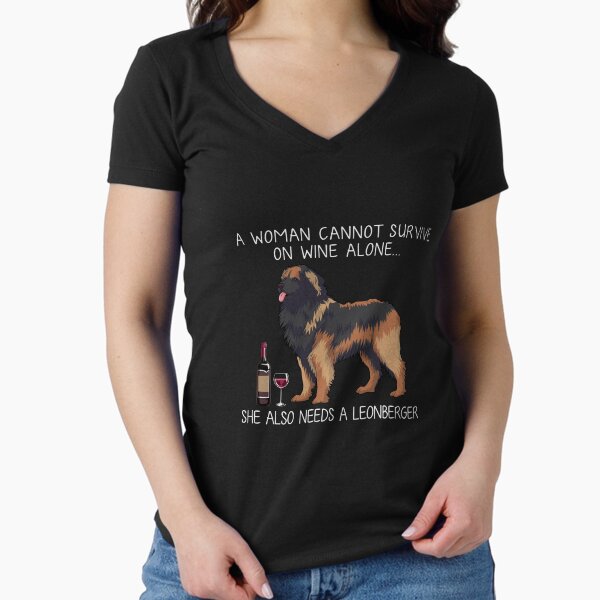 Leonberger and wine Funny dog Fitted V-Neck T-Shirt for Sale by TeeDoozy