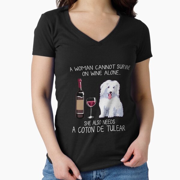 Coton de Tulear and wine Funny dog Fitted V-Neck T-Shirt for Sale by TeeDoozy