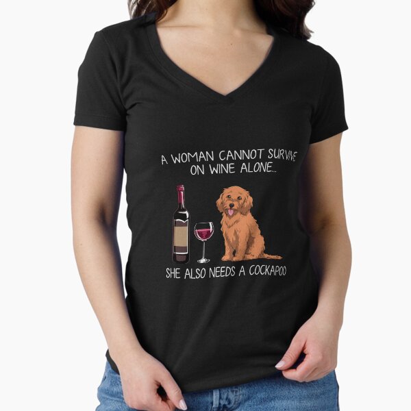 Cockapoo and wine Funny dog Fitted V-Neck T-Shirt for Sale by TeeDoozy