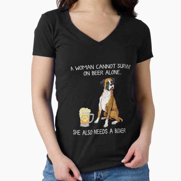 Boxer Mom and Beer Funny dog gift Fitted V-Neck T-Shirt for Sale by TeeDoozy