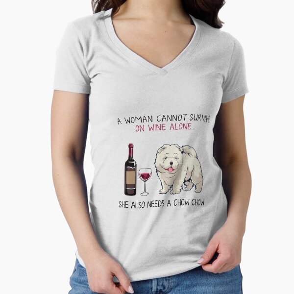 Chow Chow and wine Funny dog Fitted V-Neck T-Shirt for Sale by TeeDoozy