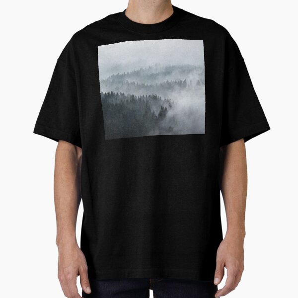 The Waves // Misty Landscape Autumn Wilderness Forest With Cascadia Trees Covered In Cold Magic Fog Oversized T-Shirt for Sale by tekay