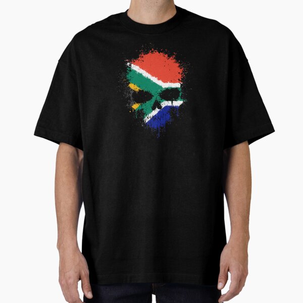 Chaotic South African Flag Splatter Skull Oversized T-Shirt for Sale by JeffBartels