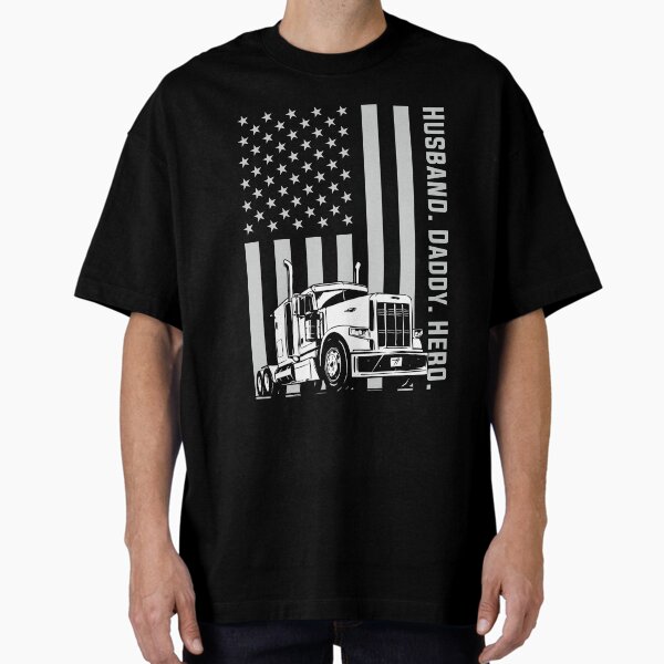 "Patriotic Trucker Dad Truck Driver American Flag Fathers Day T-shirt Gift" Oversized T-Shirt for Sale by mrsmitful