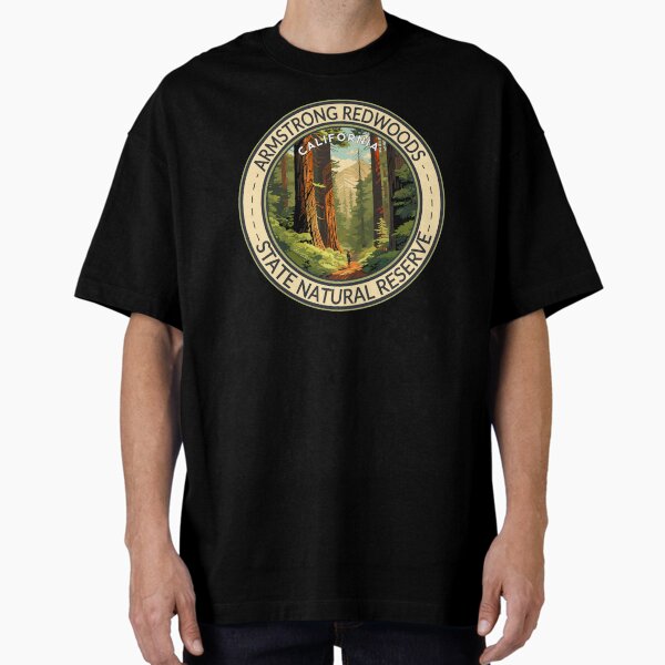 Armstrong Redwoods State Natural Reserve California Travel Art Badge Oversized T-Shirt for Sale by KrisSidDesigns