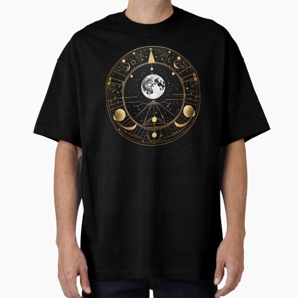 Celestial Symbols and Moon Phase Art Oversized T-Shirt for Sale by SketchNStyle