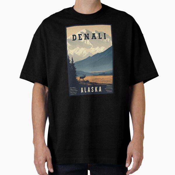 Discover Untamed Wilderness of Denali in Alaska - Travel Art Oversized T-Shirt for Sale by turtlestart