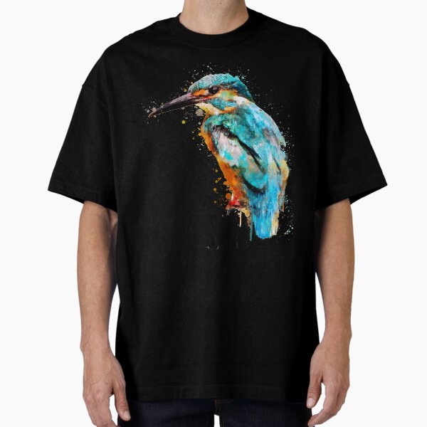 Dramabite Watercolor kingfisher Oversized T-Shirt for Sale by dramabite