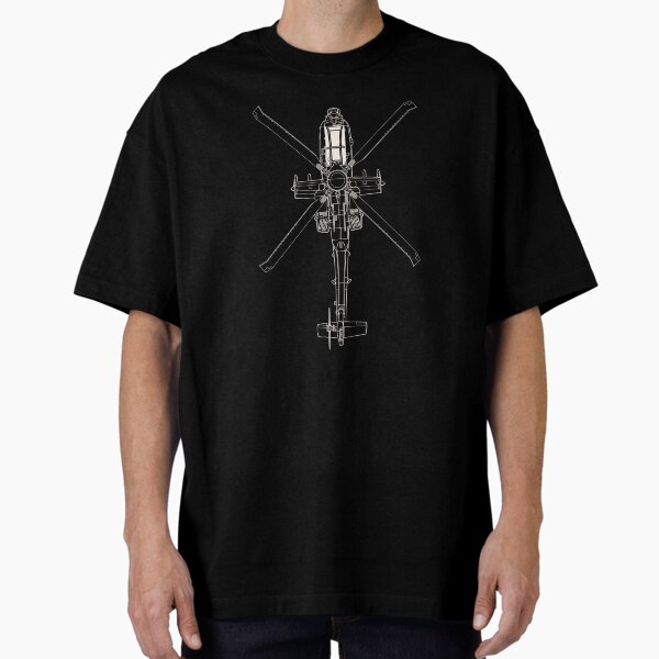 AH-64D Apache minimalistic wireframe Oversized T-Shirt for Sale by Aniama