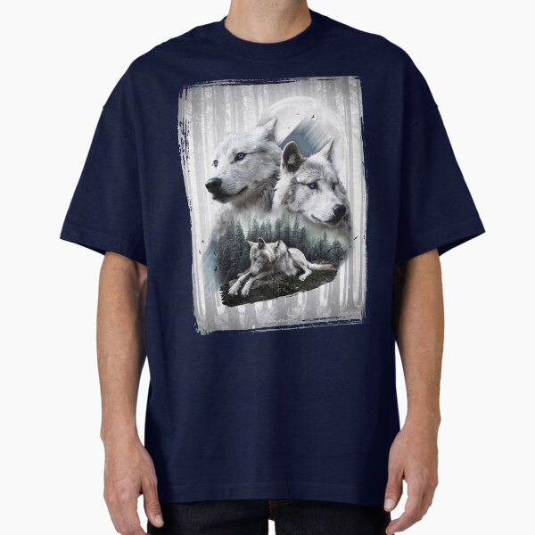 White Wolves Oversized T-Shirt by Destroyed-Pixel