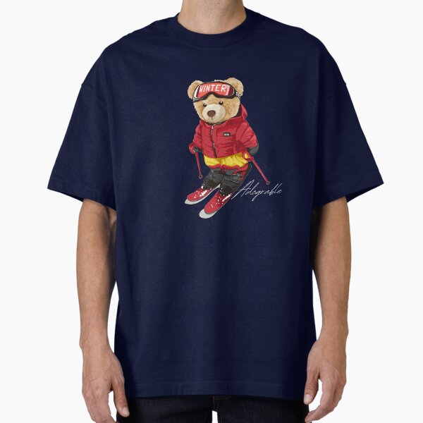 Cute Adorable bear Skiing - Adograble Ski Oversized T-Shirt for Sale by Adograble