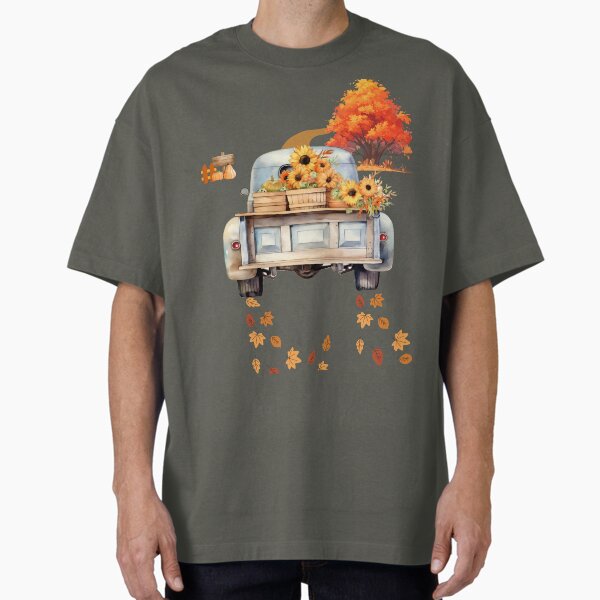"Truck driver autumn with vegetables and flowers." Oversized T-Shirt for Sale by MagpieLuxshop