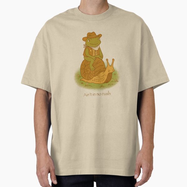 Ain’t in no rush- Cowboy Frog Riding a Snail – Cute Cottagecore Animal Illustration Oversized T-Shirt for Sale by RyannaLarson