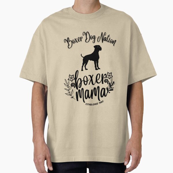 Boxer Mama Established 1980 Floral Boxer Dog Design Oversized T-Shirt for Sale by BoxerDogNation