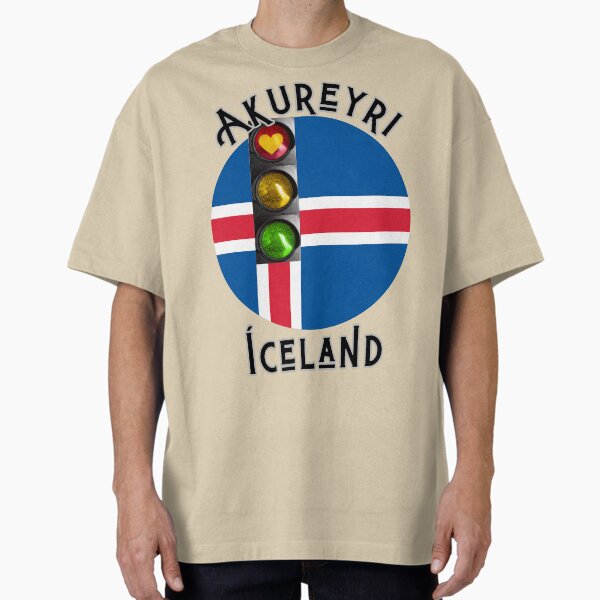Akureyri Iceland Traffic Light of Love T-Shirt Oversized T-Shirt for Sale by VinlandFashion
