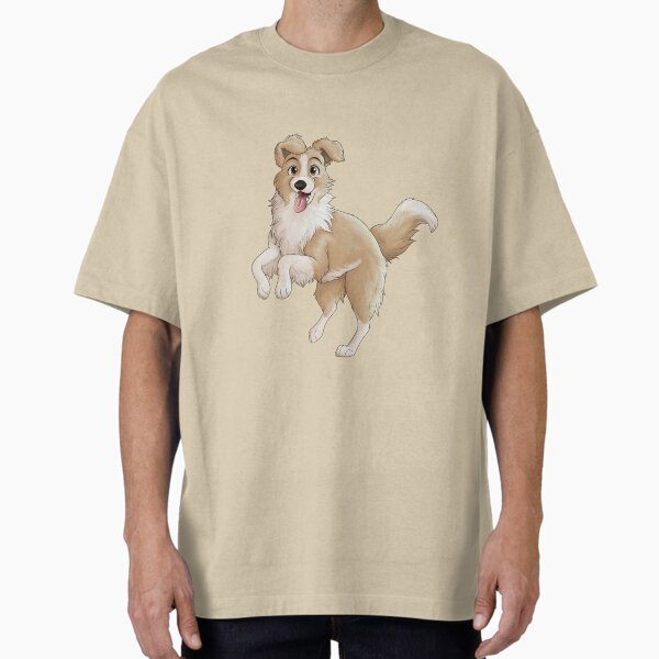 Gold Border Collie Oversized T-Shirt for Sale by caseysketches