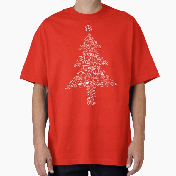 Christmas Tree Bicycles white Oversized T-Shirt for Sale by cycleexplorers
