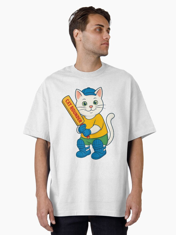 cricketer Catrounder Cat Oversized T-Shirt