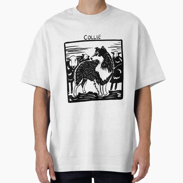 Collie Stamp Art Oversized T-Shirt for Sale by BrinaDraws