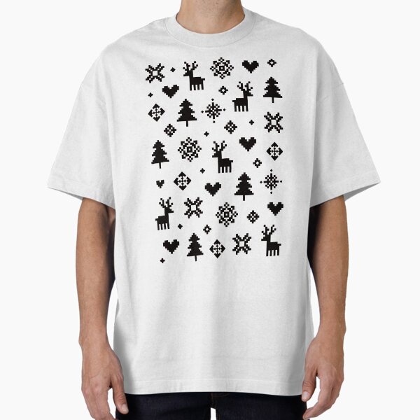 Pixel Pattern - Winter Forest - Black and White Oversized T-Shirt for Sale by daisy-beatrice