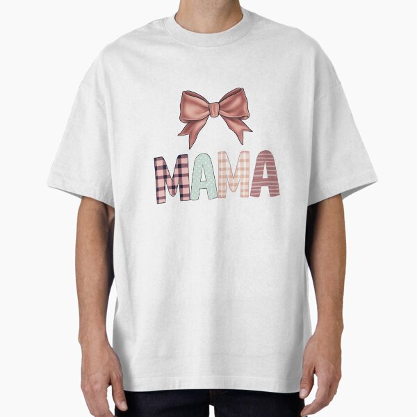 Cute Pastel Bow Mama Typography - Mother’s Day Gift Design Oversized T-Shirt for Sale by MiraDesignCo