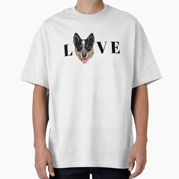 Australian Cattle Dog Lover, Blue Heeler Love, Graphic Cattle Dog, Smiling Cattle Dog, Cute Australian Cattle Dog Oversized T-Shirt for Sale by nitesky13