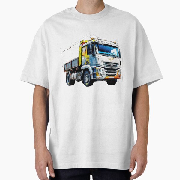 "Powerful Modern Truck Illustration on Black Background" Oversized T-Shirt by WorkaholicHumor