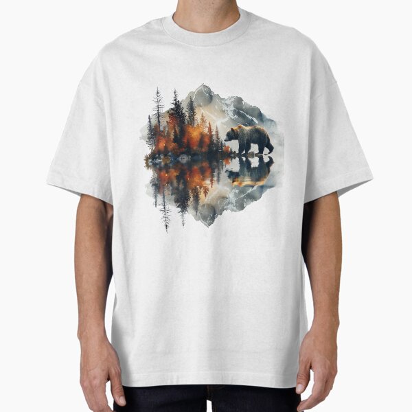 save Bears, mountains, forests, rivers and streams, wildlife,forest fire,wildfire, camps, graphic drawings, double exposures. Oversized T-Shirt for Sale by creatorzame
