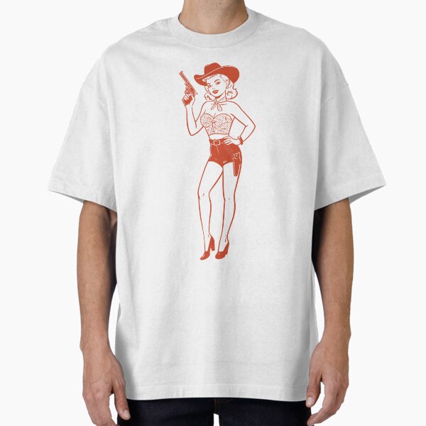 Cowgirl Pinup Retro Western Oversized T-Shirt for Sale by Jcat7