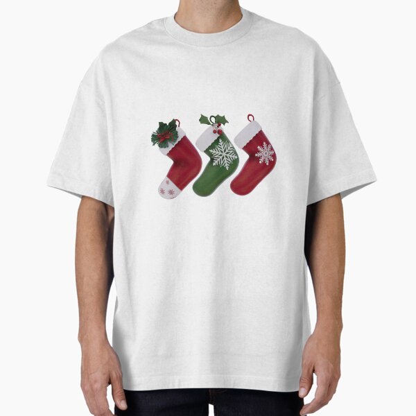 "Christmas Holiday Stockings Clipart" Oversized T-Shirt for Sale by Eyestudio1997