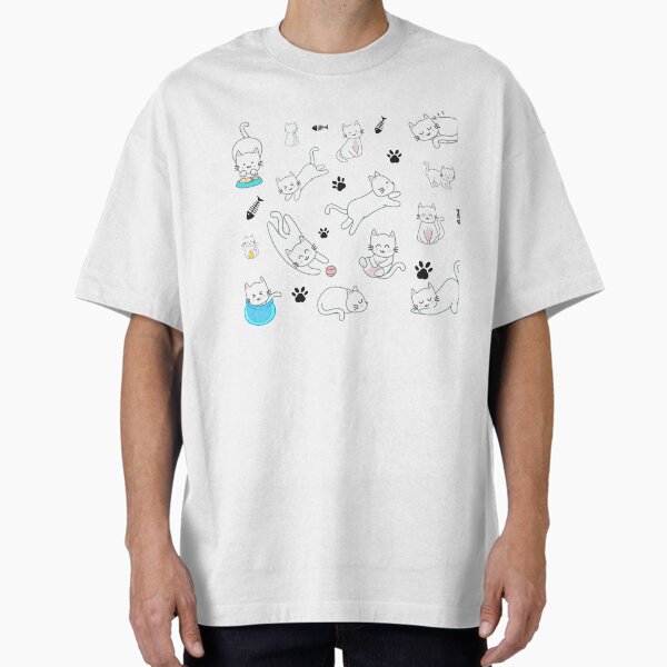 Cute Cats Playing Everywhere Oversized T-Shirt for Sale by always-summer