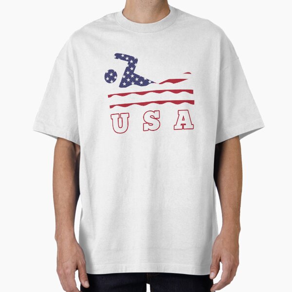American Flag Swimming Shirt, Swim USA Tee Shirt Oversized T-Shirt for Sale by Dan66