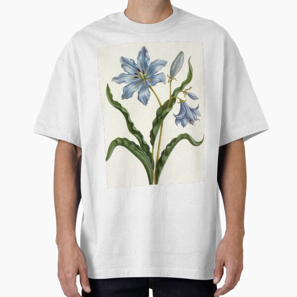 Blue Botanical Flower Illustration Oversized T-Shirt for Sale by Fullspace