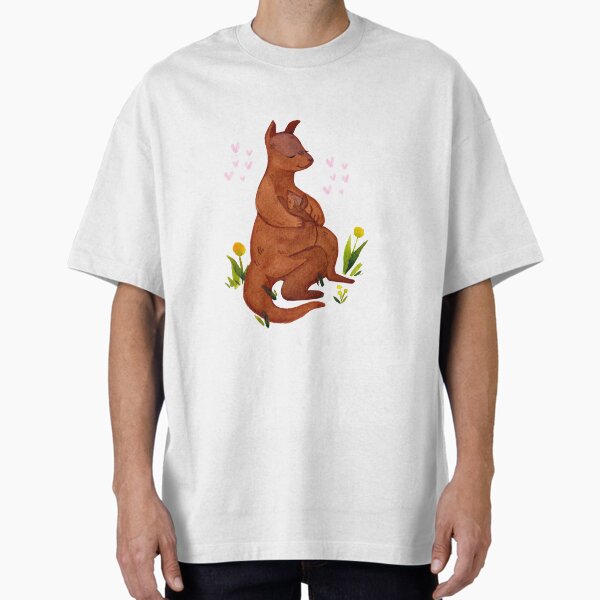 Hearts Kangaroo Flowers Mommy and Baby Mother’s Day Oversized T-Shirt for Sale by DivinePassion